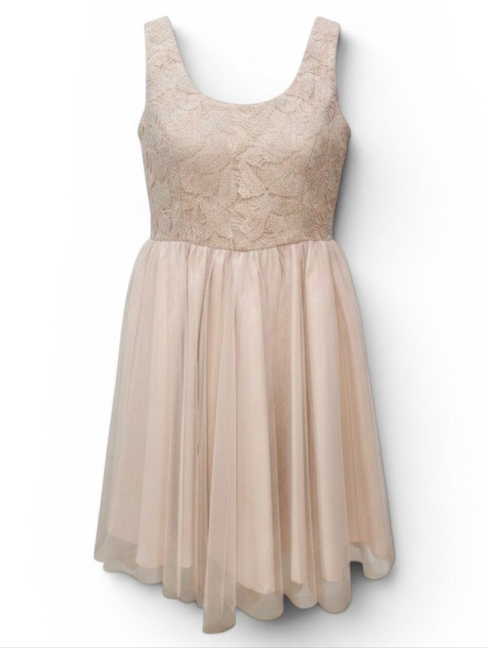 Aidan Mattox Pale Pink Champagne Sequin Lace & Tulle Party Dress